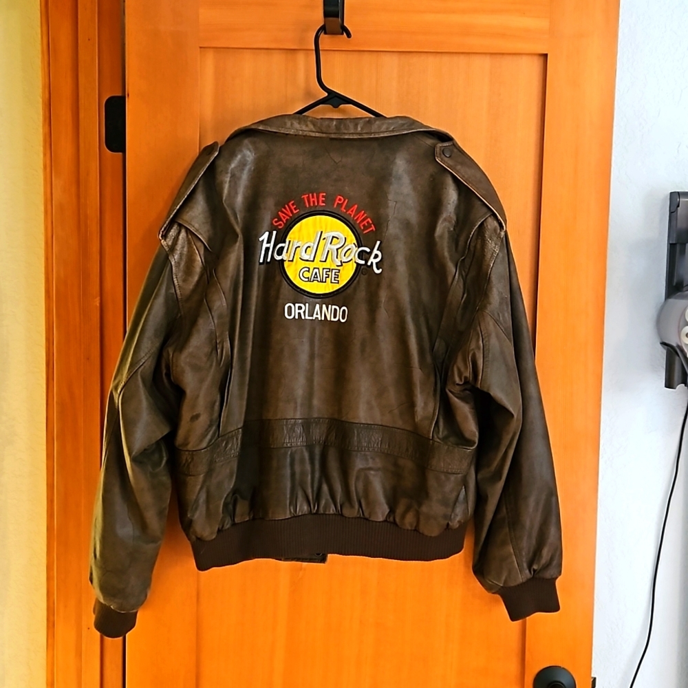 Brown Leather Hard Rock Cafe Orlando Jacket